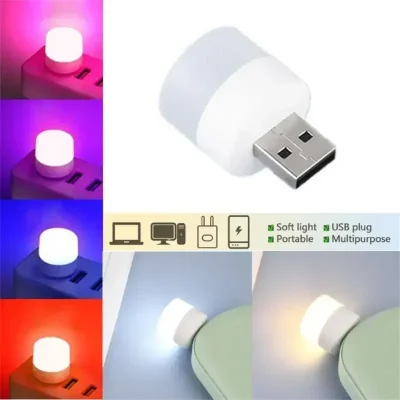 Multicolor USB Night Light Mini LED Night Light USB Plug Lamp Power Bank Charging USB Book Lights Small Round Reading Lamps