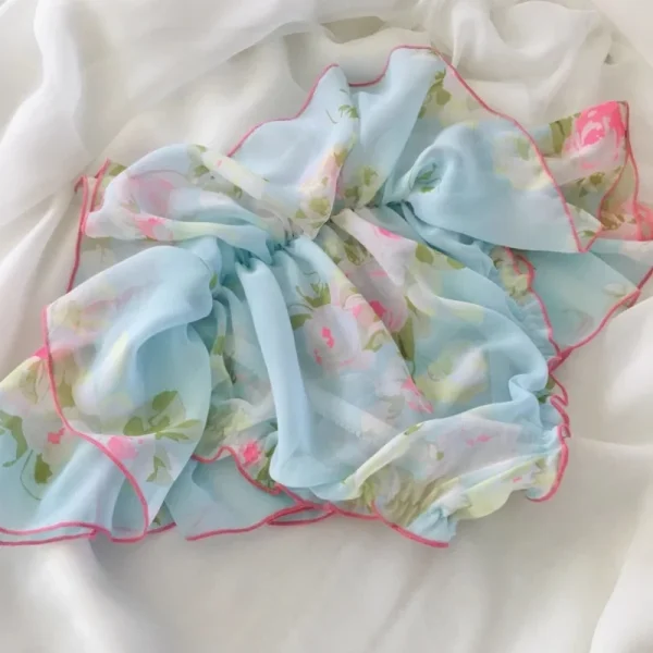 Man Soft Chiffon Ruffled Skirt Briefs Sissy Tulle Bow Underwear Couple Woman Sexy Underpants Cross-Dresser Intimates Panties
