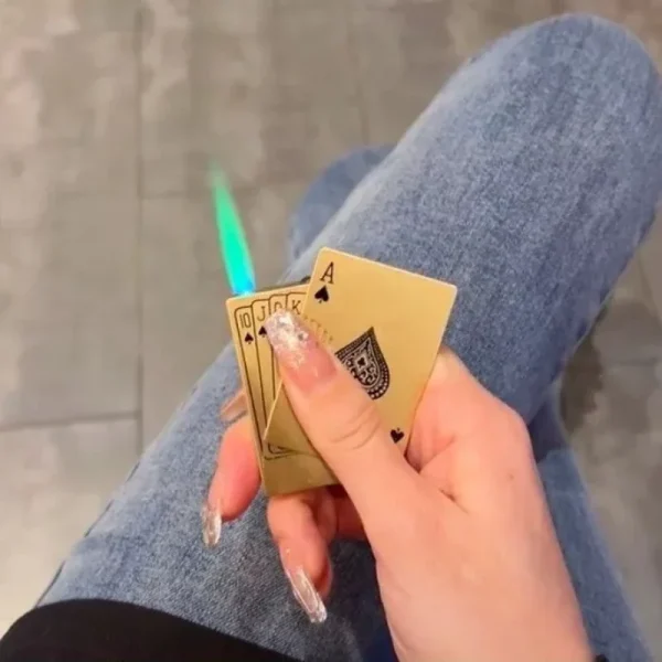 Unusual Torch Turbo Butane Gas Lighters Novelty Metal Playing Cards Jet Flame Poker Lighter Creative Windproof Outdoor Lighter