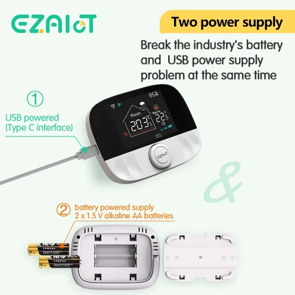 Gas Boiler Wireless Thermostat RF433 Room Temperature Controller Programmable Floor Heating Thermoregulator Battery USB Powered