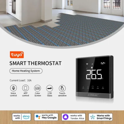 16A Electric Underfloor Heating Tuya Smart Thermostat Temperature Controller Switch with 3 Meter Cable Floor Sensor