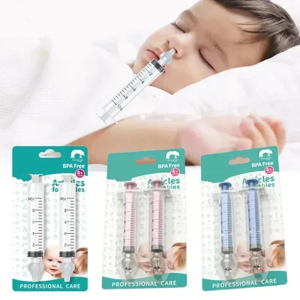 2pcs 10ML Baby Rhinitis Nasal Washer Baby Nose Clean Needle Tube Infant Care Nasal Aspirator Cleaner