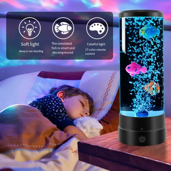 LED Fish Lamp Ambient Night Light Remote Control Color Changing Decorative Lights Aquarium Birthday Gift For Children bulb light