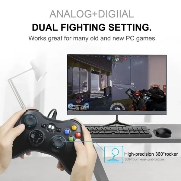 For Xbox 360 Wired Game Controller USB Wired Joystic Gamepad for Microsoft Xbox 360, PC Windows 7,8,10 with Dual-Vibration Turbo