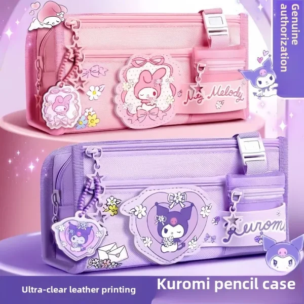 Sanrio Series Pencil Case Kuromi Cartoon Animation Good-Looking Large Capacity Children Pencil Storage Stationery Box Wholesale
