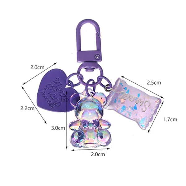 Bling Heart Animal Candy Keychain Key Ring For Friend Lovers Cute Creative Bag Car Earphone Box Key Accessories