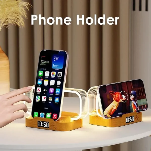 LED Night Light Wireless Charger Stand Table Desk Lamp Mobile Phone Holder Fast Charging Station Dock For iPhone Samsung Xiaomi