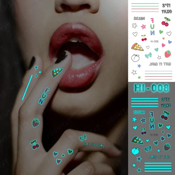 Blue Luminous Glow Tattoo Sticker Constellation Waterproof Temporary Tatoo Small Finger Wrist Fake Tatto For Body Art Women Kid