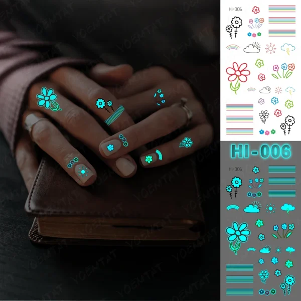 Blue Luminous Glow Tattoo Sticker Constellation Waterproof Temporary Tatoo Small Finger Wrist Fake Tatto For Body Art Women Kid