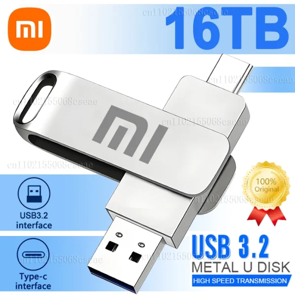 Xiaomi 16TB USB Flash Drive USB 3.2 Memories Type-c 2-In-1 8TB 16TB OTG Pendrive 128GB 2TB High Speed Flash Disk For Computer