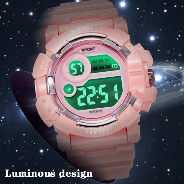 YIKAZE Kids Watches Fashion Luminous Waterproof Alarm Clock Watches Boys and Girls Student Smart Electronic Watch Gift