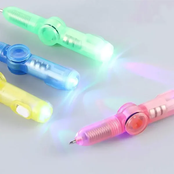 Fashion LED Colourful Luminous Spinning Ballpoint Pen Rolling Pen Ball Point Pen Learning Office School Supplies Random Color