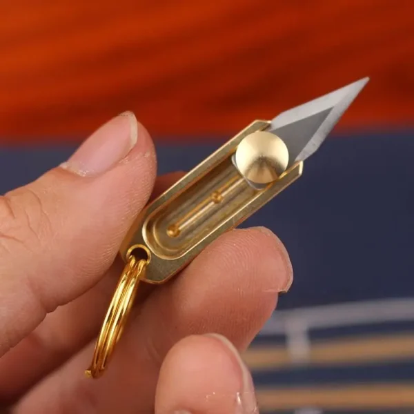 Mini Retractable Push Utility Knife Pendant Survival Gift Paper Box Cutter Envelope Opener Stationery Express Knife Office Suppl