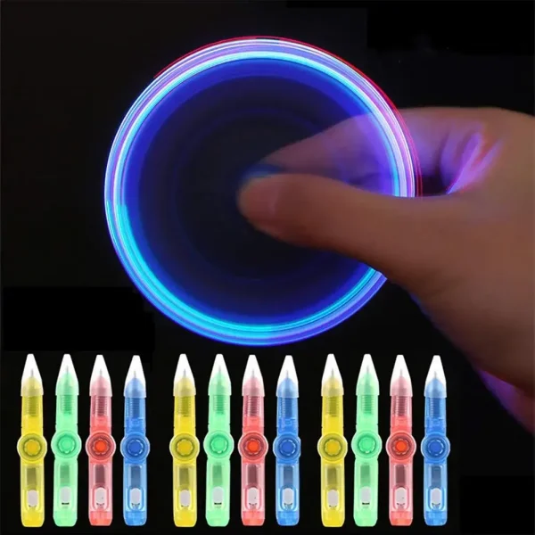 Fashion LED Colourful Luminous Spinning Ballpoint Pen Rolling Pen Ball Point Pen Learning Office School Supplies Random Color