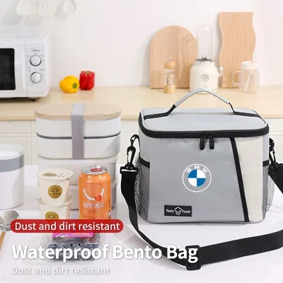 Car Logo Bento Box Organiser Single Shoulder Waterproof Lunch Storage Bag For BMW E46 E90 E60 F30 F10 E39 E36 F20 E87 E90 E70 X5