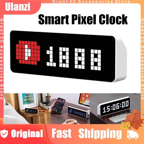 Ulanzi TC001 Smart Pixel Clock Custom Full Color Pixel Display Weather Forecast Youtube Follower Pomodoro Desktop Clock for Home