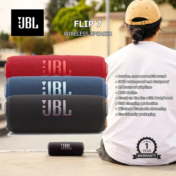 JBL FLIP 7 Wireless Speaker Bluetooth IP68 Waterproof Powerful Bass Hifi Stereo Sound Mini Speaker