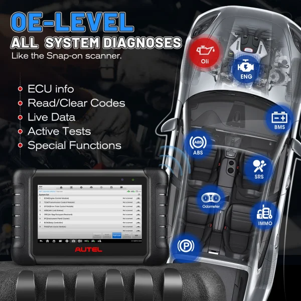 2025 Autel MaxiCheck MX808S OBD2 Scanner Bi-directional Control Scan Tool, 28+ Services, All System Diagnostic Same as MK808S