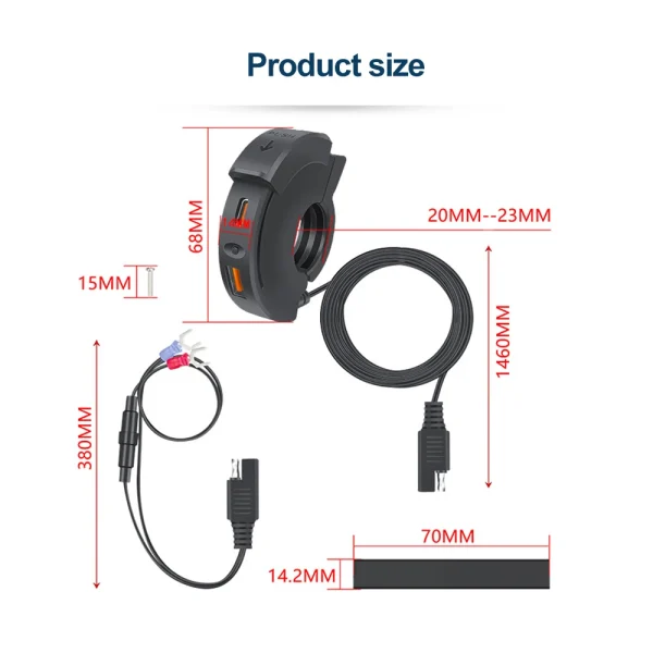 48W PD QC3.0 Motorcycle USB Fast Charger Moto Handlebar Waterproof Type C Port Socket Connector With Switch/LED Light