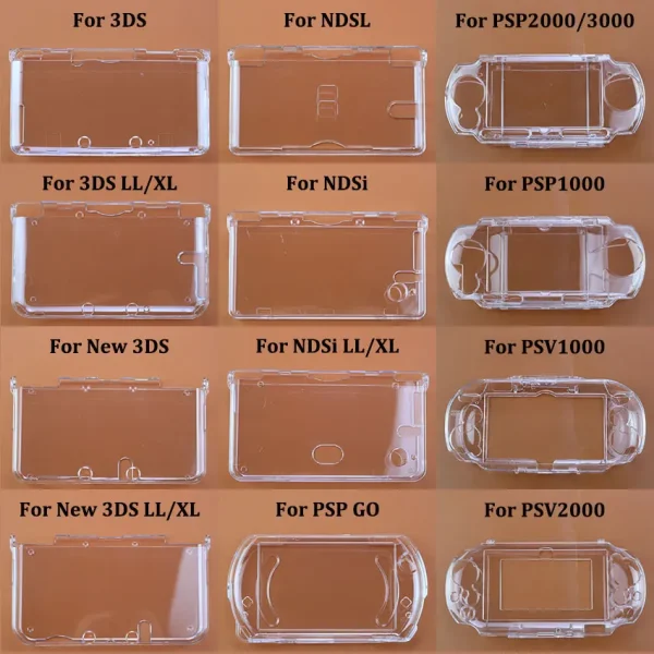 Transparent Clear Crystal Protective Case Cover Hard Shell For New 3DS XL LL NDS Lite NDSL NDSi XL LL GBA SP PSP GO PSV Console