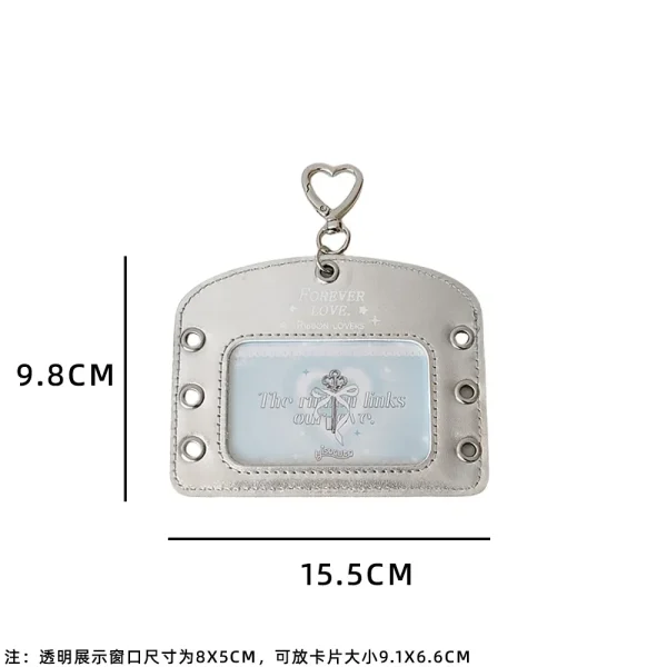Silver Ballet Style Ribbon Keychain Credit Card Holder ID Card Holder Girl Idol Photocard Holder Student Bus Cards Sleeves