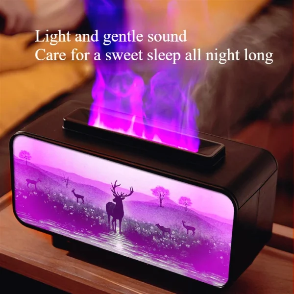 Smoke Fragrance Flame Humidifier Simulated Fireplace Essential Oil Diffuser Aroma Diffuser Sprayer Colorful Night Light 200ML