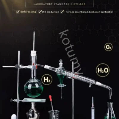 Essential Oil Distillation Kit Distillation Apparatus Distillation Condenser Distilled Water Purification Extraction Full Set