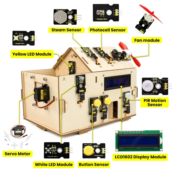 Keyestudio Smart Home IOT Kit With PLUS Board+15 Projects Tutorial For Arduino STEAM House Kit DIY Electronic Kit CE Compliant