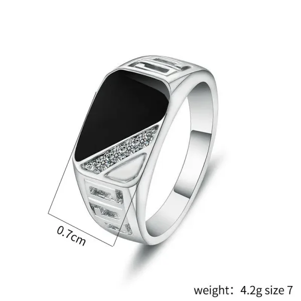 Classic Ring Mens Rings Punk Black Square Fashion Mens Ring Surface Pattern Fashion Rings for Men Gold Color Jewelry Wholesale