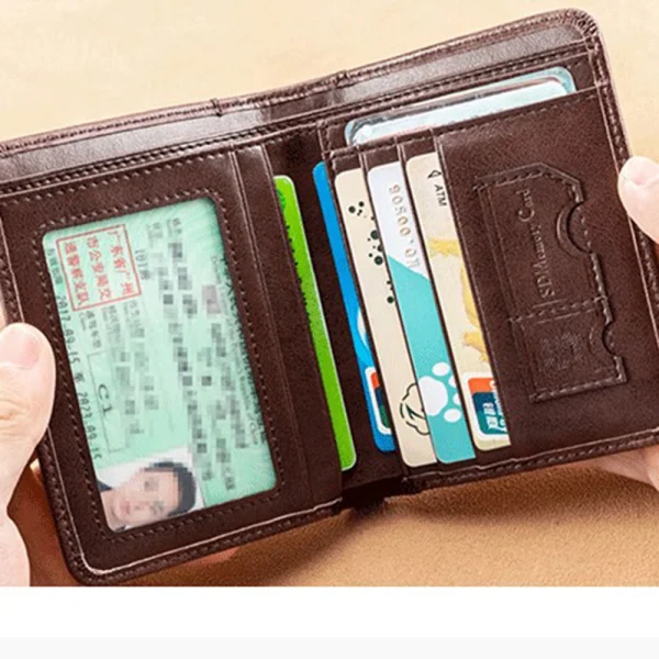 PU Leather RFID Wallet Men Slim Vertical Wallets Black Thin Short ID Credit Card Holder Minimalist Men's Brown Money Bag