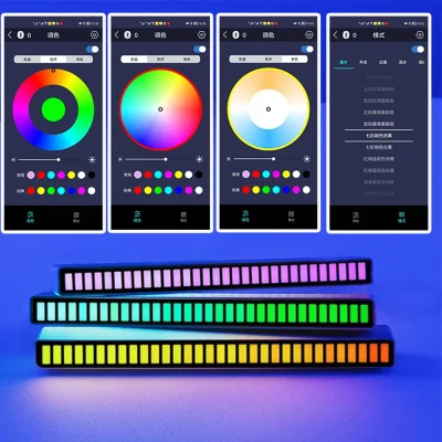 16/32/40Led RGB Sound Controlled Music Levels Light APP Control Rechargeable Music Rhythm Light Bar Car Gaming Night Light