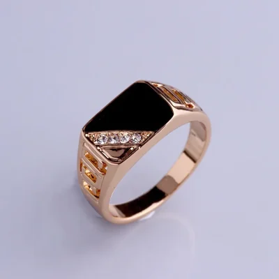 Classic Ring Mens Rings Punk Black Square Fashion Mens Ring Surface Pattern Fashion Rings for Men Gold Color Jewelry Wholesale