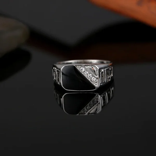 Classic Ring Mens Rings Punk Black Square Fashion Mens Ring Surface Pattern Fashion Rings for Men Gold Color Jewelry Wholesale