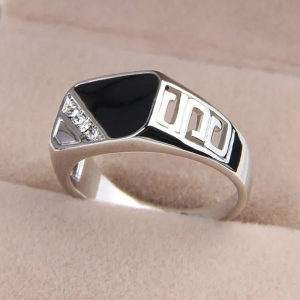 Classic Ring Mens Rings Punk Black Square Fashion Mens Ring Surface Pattern Fashion Rings for Men Gold Color Jewelry Wholesale