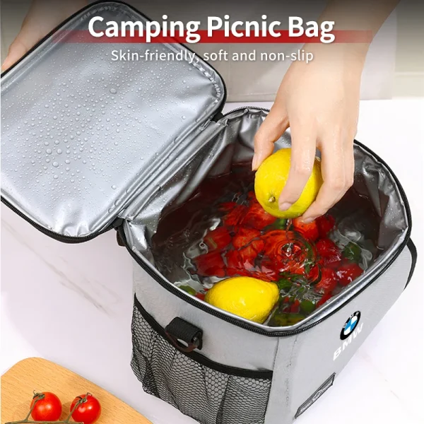 Car Logo Bento Box Organiser Single Shoulder Waterproof Lunch Storage Bag For BMW E46 E90 E60 F30 F10 E39 E36 F20 E87 E90 E70 X5