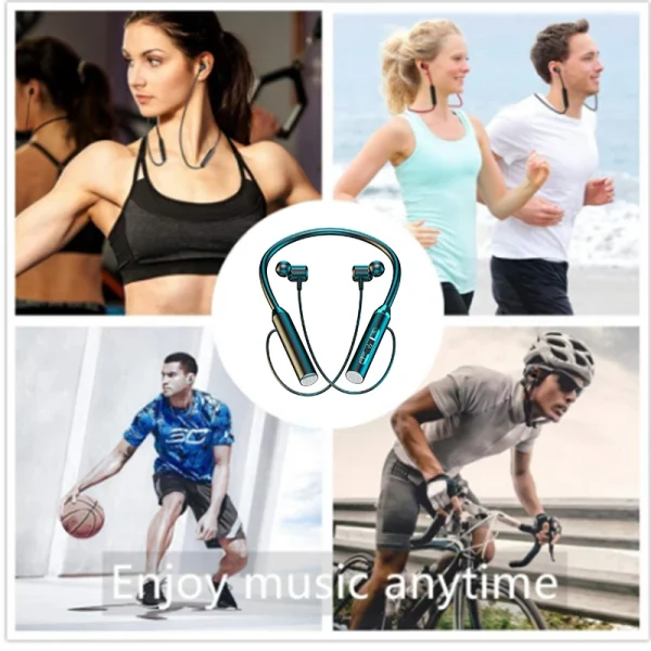 Wireless Bluetooth Earphones Neckband Headphones Gaming Stereo Sports Headset Halter Waterproof Magnetic Earbud with LED Display
