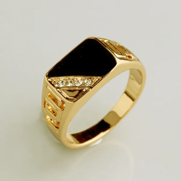 Classic Ring Mens Rings Punk Black Square Fashion Mens Ring Surface Pattern Fashion Rings for Men Gold Color Jewelry Wholesale