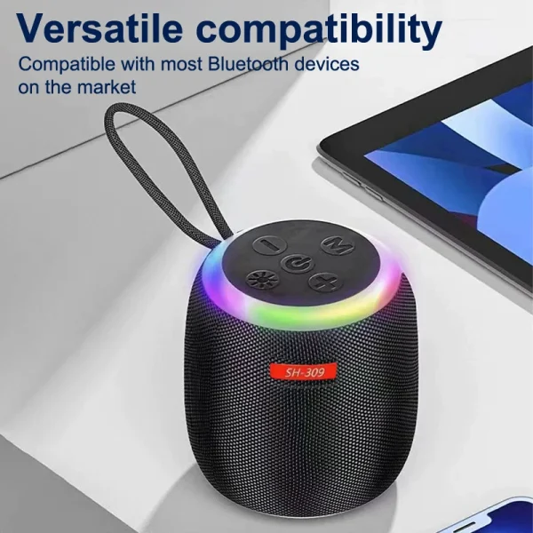 Outdoor Wireless Mini Speaker With RGB Light And Hanging Rope HIFI High Sound Quality Subwoofer For Sports Camping Riding