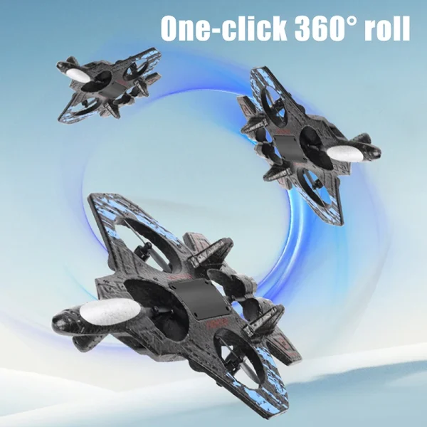 LED Lighted Foam Quadcopter Drone for Boys; Small Remote Control RC Airplane Toy; Gravity Fighter Jet with 360° Stunt Spin