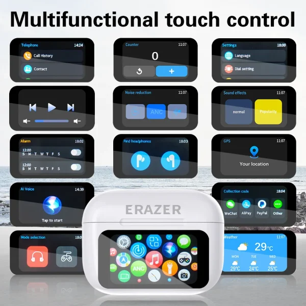 Original ERAZER Earbuds Wireless Touch Screen Earphones TWS Bluetooth Earbuds ANC noise reduction headphones HIFI Music headset