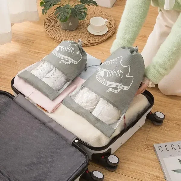 1 Pc Non-woven Shoes Bag Waterproof Dustproof Travel Bag Portable Tote Drawstring Bag For Shoes Storage Shoes Organizer New