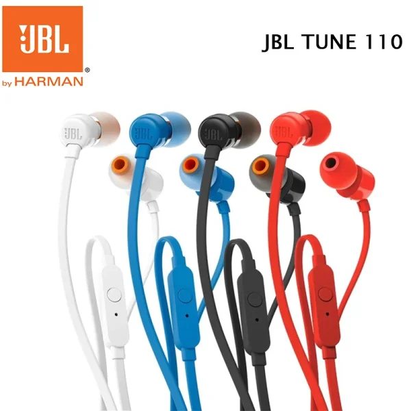 Original JBL TUNE 110 3.5mm Jack Wired In-Ear Headphones with One-Button Remote T110 Earphones With Built-in Mic Pure Bass Sound
