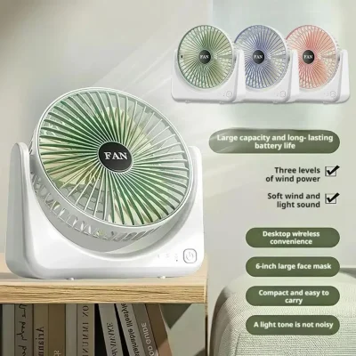 USB Desk Fan High Velocity Personal Cooling Fan For Home/Office, Portable Circulating Fan 3 Speeds Quiet Battery Operated Fan