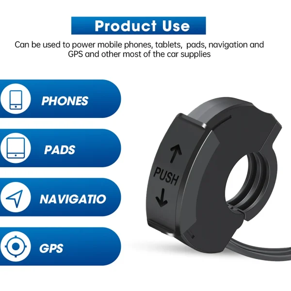 48W PD QC3.0 Motorcycle USB Fast Charger Moto Handlebar Waterproof Type C Port Socket Connector With Switch/LED Light