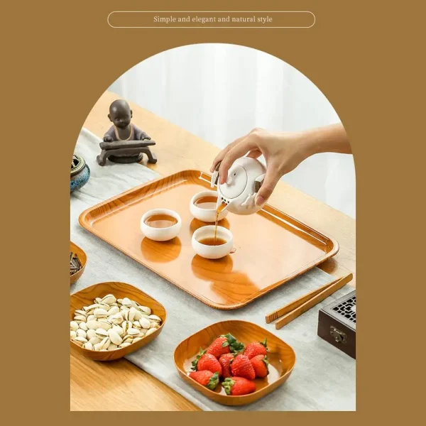 Kitchen Wood Grain Square Plate Japanese Simple Wood Grain Dish Set For Tableware Kitchen Bowl Dish Dinnerware Cook Supplies