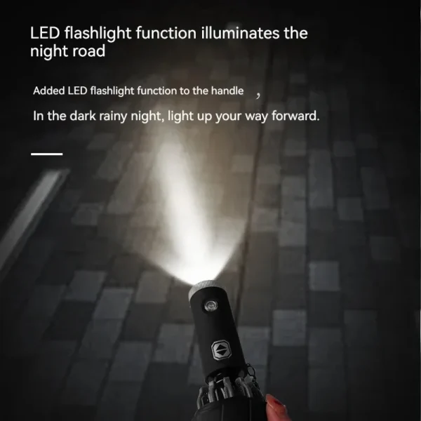Car Led Light Automatic Folding Windproof Sunshade Umbrella For Volkswagen R Touareg Tiguan Magotan GTI Golf Passat Arteon Polo