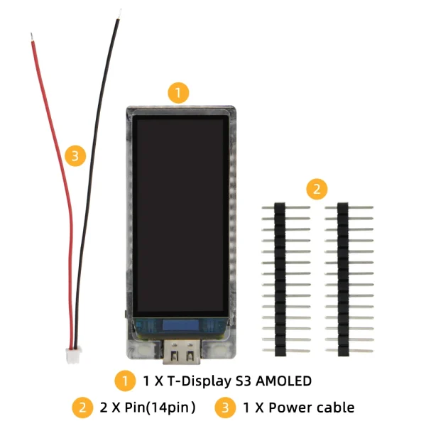 LILYGO® T-Display-S3 AMOLED ESP32-S3 Display Development Board RM67162 1.91 inch AMOLED Screen WIFI Wireless Module For Arduino