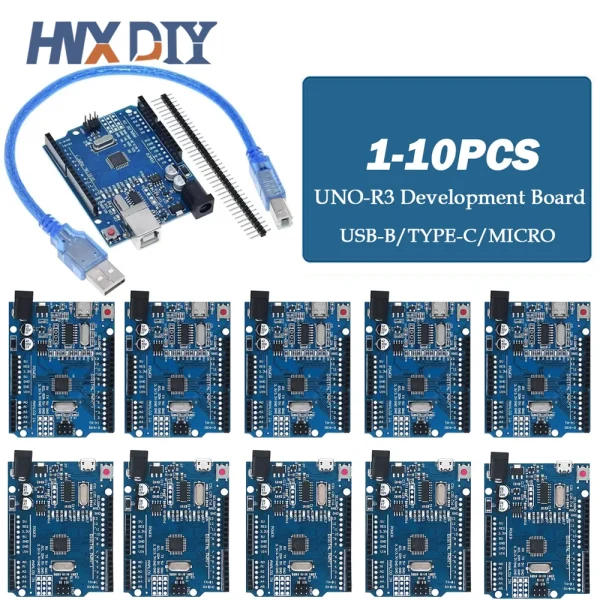 1-10pcs UNO R3 CH340G MEGA328P Chip UNO R3 with USB/TYPE-C CABLE ATMEGA328P-AU Development Board 16Mhz for Arduino