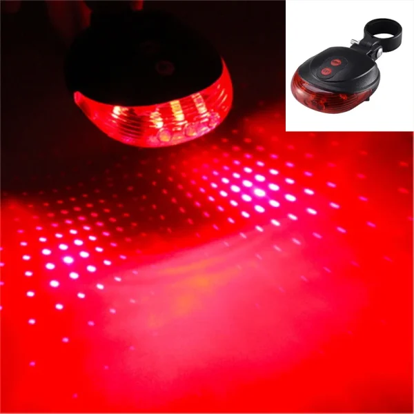 5 LED Bike Tail Lamp Night Riding Laser Light Outdoor Cycling Waterproof Safety Warning Taillight Cycling Equipment Accessories