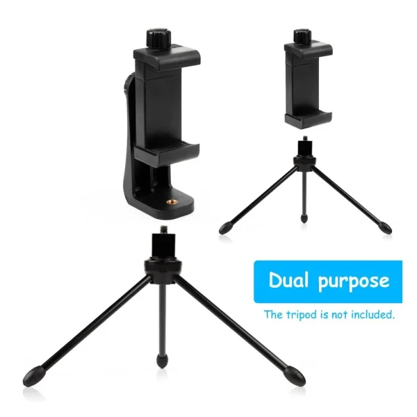 Mobile Phone Clip 360 Degree Compatible With All 1/4 Screw Cellphone Holder Tripod Mount Desk Tripod Adapter For Iphone Huawei